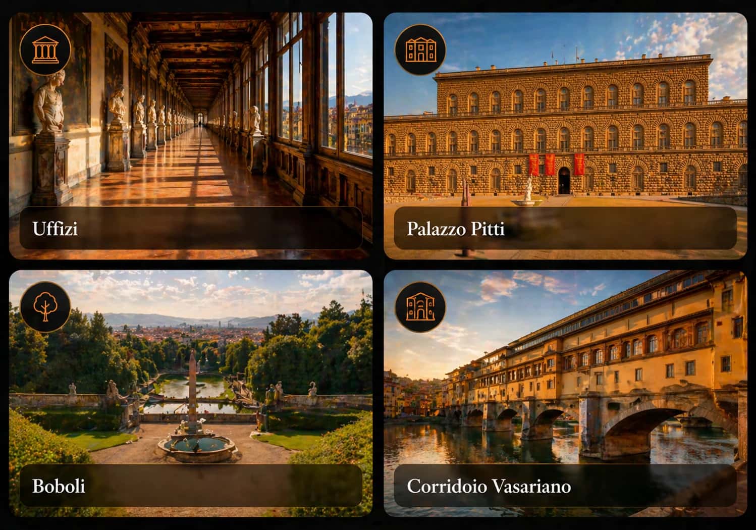 Ingresso e biglietti per Corridoio Vasariano, Galleria degli Uffizi, Palazzo Pitti e Giardino di Boboli